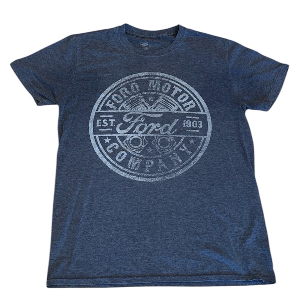 Vintage Ford Motor Company TShirt Heather Blue Logo Cars USA L